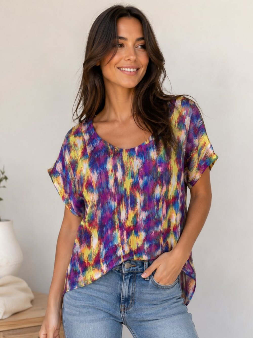 Wrangler Abstract Print Short Sleeve Blouse